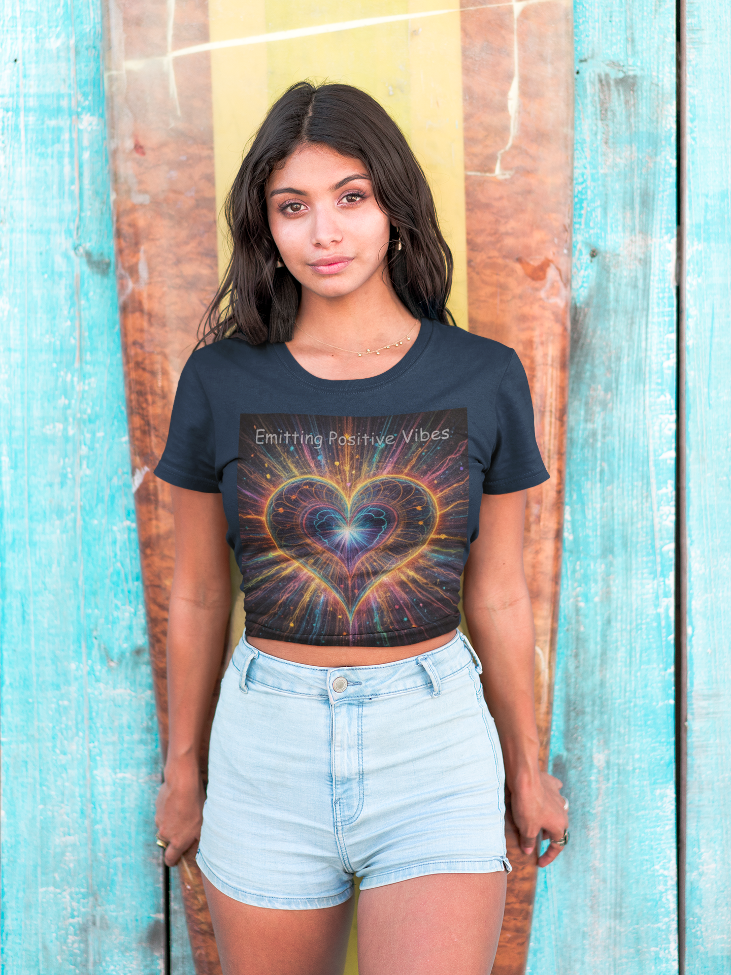 Emitting Positive Vibes - Layered Heart Affirmation Tee